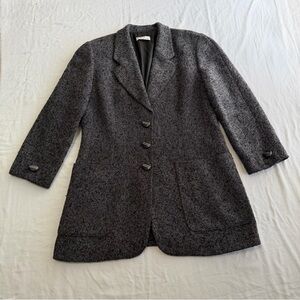 Vintage KL by Karl Lagerfeld Dark Gray Virgin Wool Coat Made in Germany Size 10